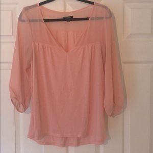 Pink American Eagle Sheer Top Section Blouse
